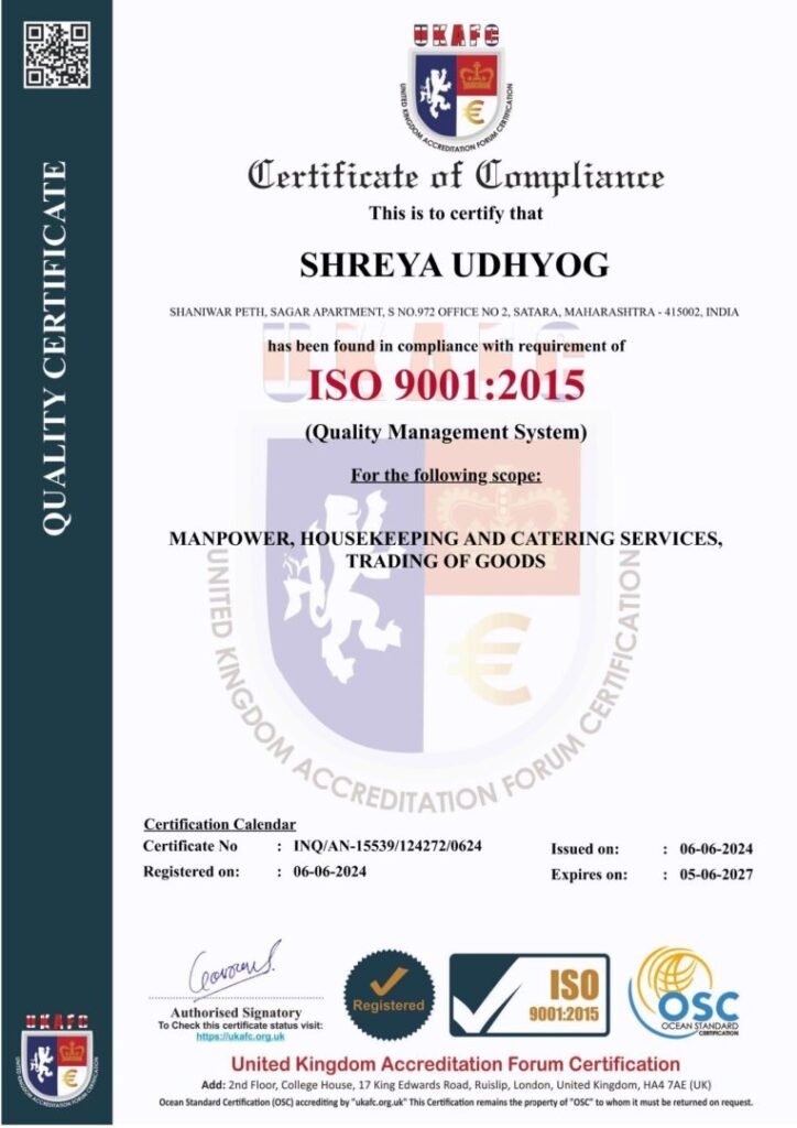 Shreya Udhyog ISO Certificate